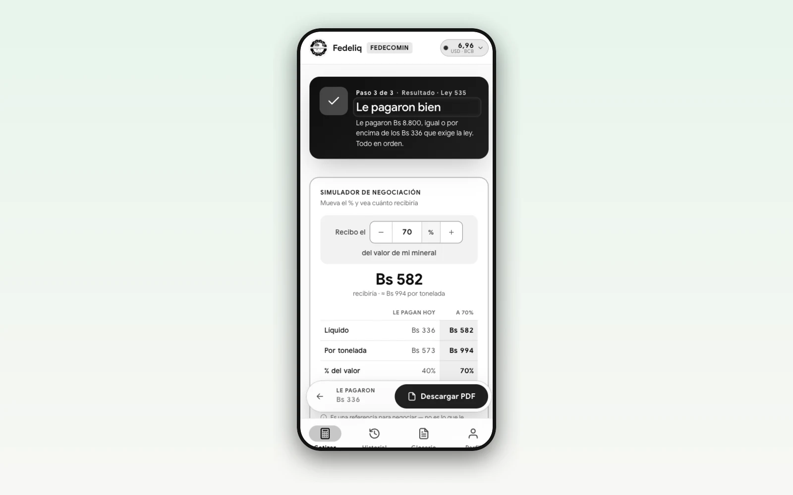 Fedeliq (Liqmin V4) — Liquidación minera — PWA que operacionaliza la Ley 535 para verificar liquidaciones mineras de cooperativistas